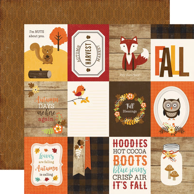 Multi-Colored (Side A - autumn journaling cards in colors of gold, poppy, orange, light blue, olive green, and brown Side B - black geometric pattern on a brown distressed background)
