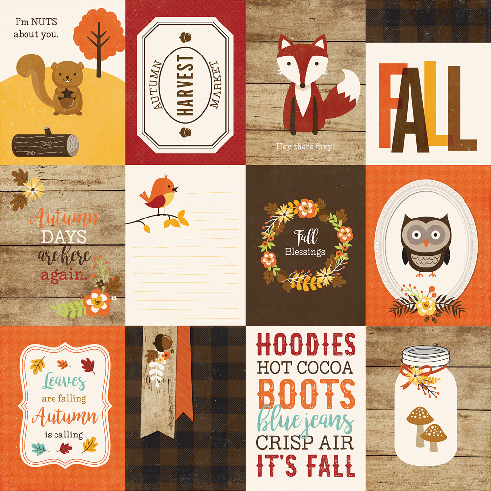 FALL 3X4 JOURNALING CARDS - 12x12 Double-Sided Patterned Paper - Echo Park