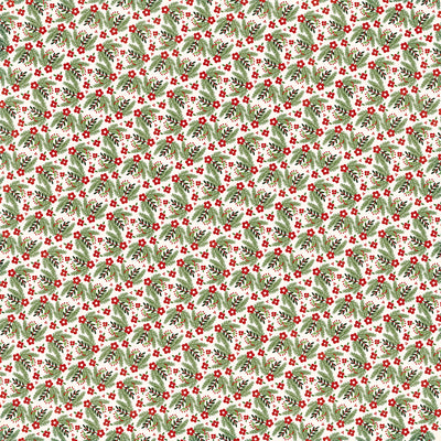 12x12 patterned cardstock with mistletoe sprigs on white background from Echo Park Paper