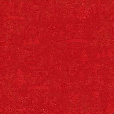 Side B - red Christmas phrases on a dark red background