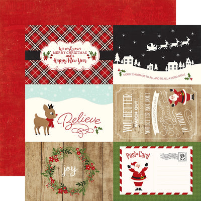 Multi-Colored (Side A - Christmas journaling cards and phrases on an off-white background, Side B - red Christmas phrases on a dark red background)