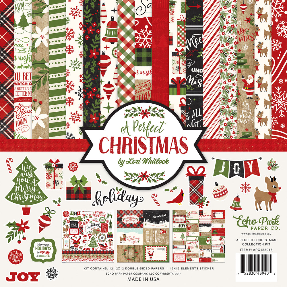 A PERFECT CHRISTMAS 12x12 Cardstock Collection Kit by Echo Park Paper Co.
