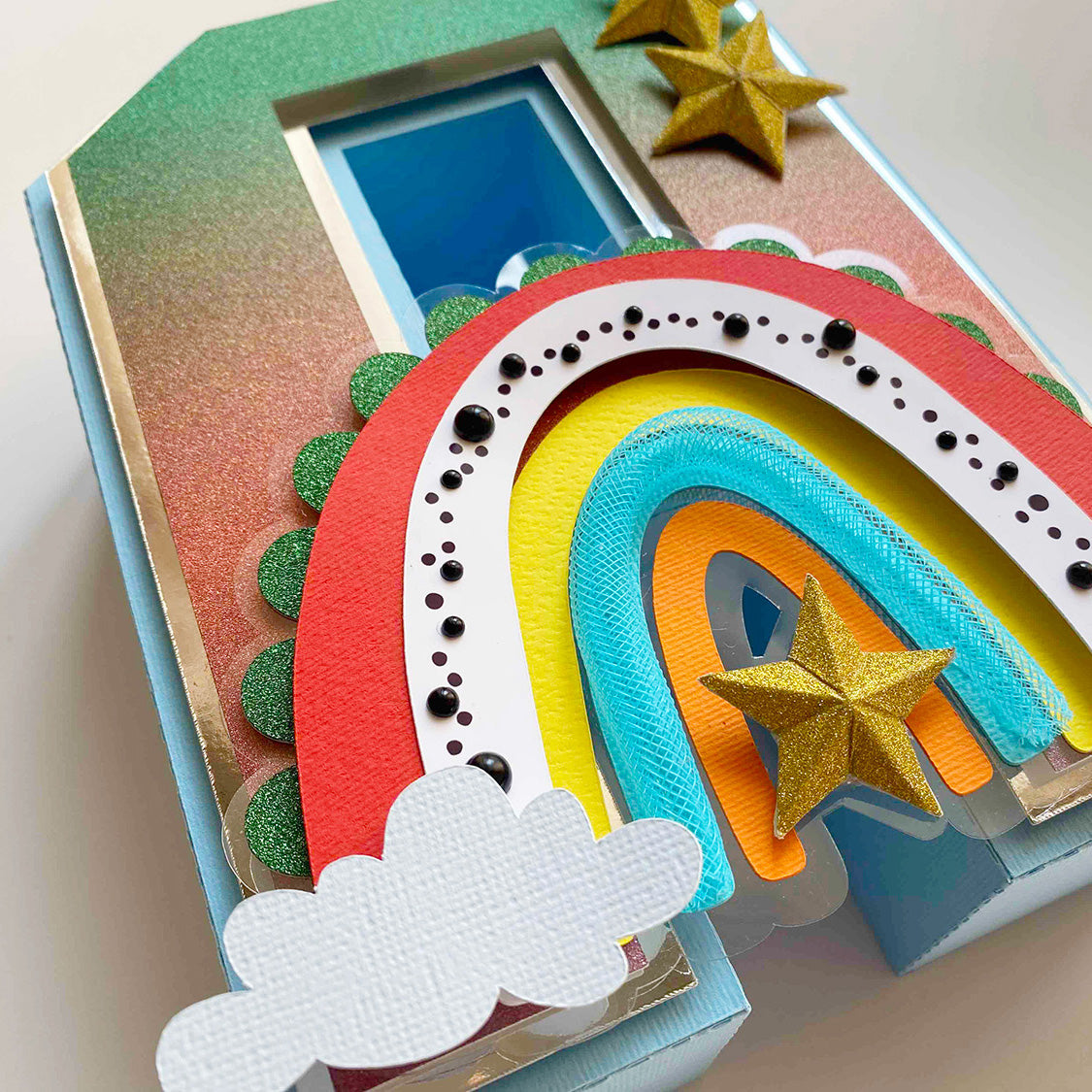 Dimensional Paper Letter Using Multi-Color Glitter paper