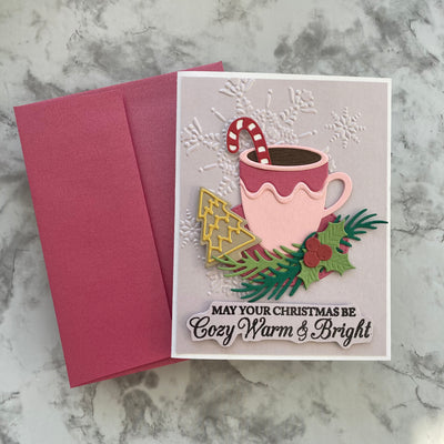 handmade christmas card featuring rose quartz cardstock