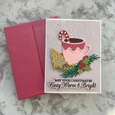 handmade christmas card and matching envelope featuring Stardream Azalea