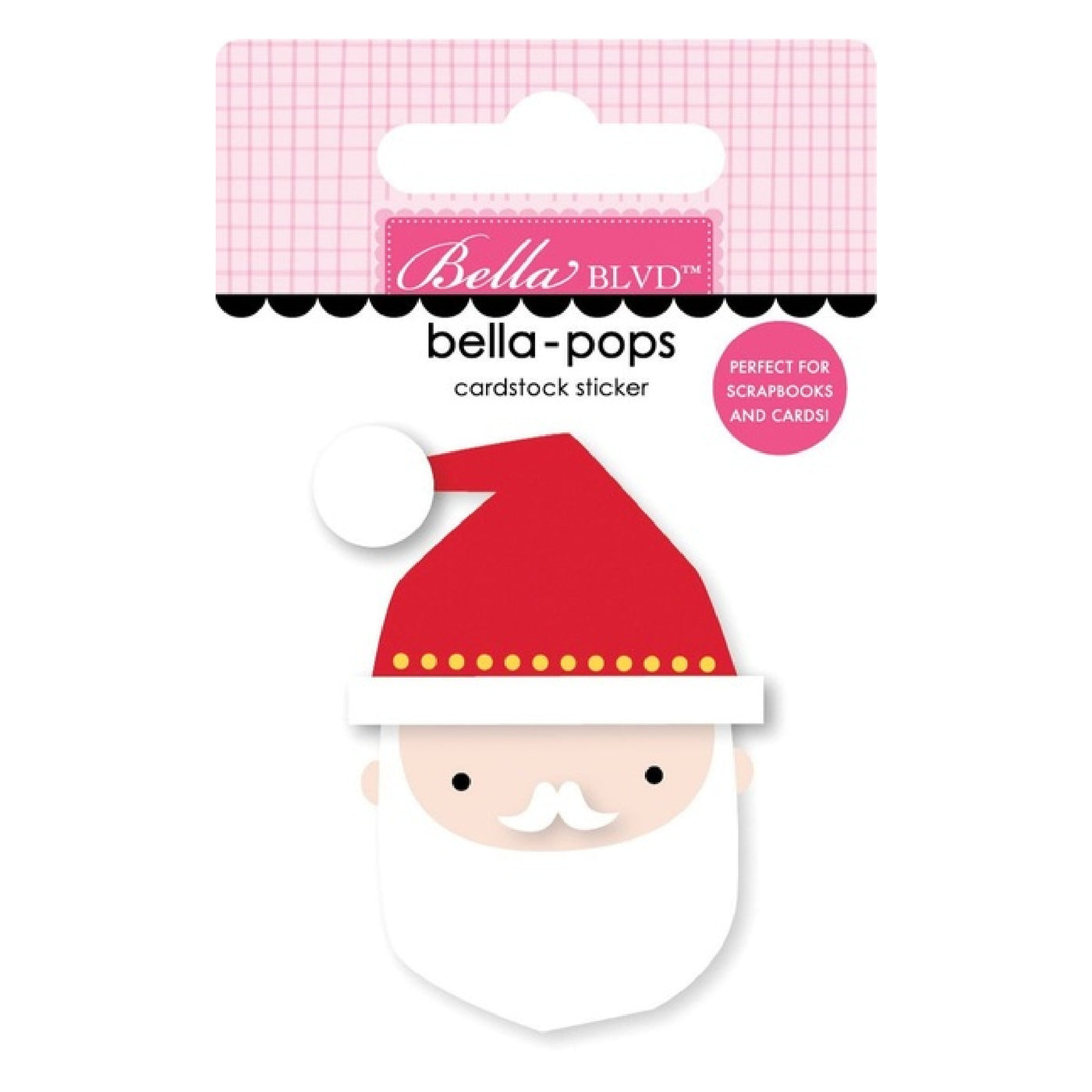 This adorable little Santa head Bella-pop is perfect for cardmaking, scrapbook pages, journals, tags, and more.