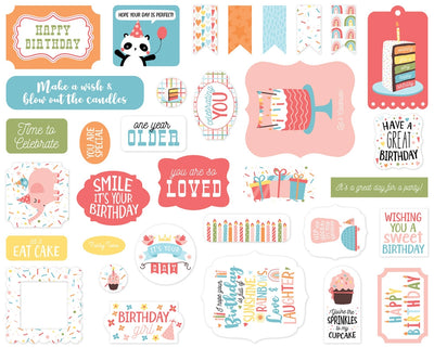 Birthday Girl Ephemera Die Cut Cardstock Pack includes 33 different die-cut shapes ready to embellish any project. 