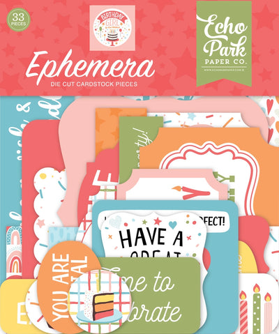 Birthday Girl Ephemera Die Cut Cardstock Pack includes 33 different die-cut shapes ready to embellish any project. 