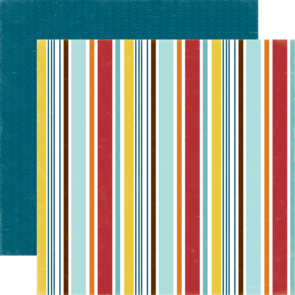 Multi-Colored (Side A - colorful stripes in turquoise, red, mustard yellow, orange, and brown on white background. Side B - turquoise on turquoise geometric pawprint pattern)