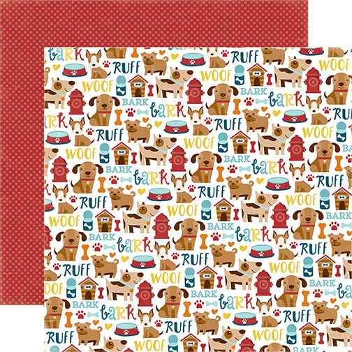 "Puppy Icons" 12x12 double-sided designer cardstock is part of BARK page collection kit by Echo Park Paper Co.