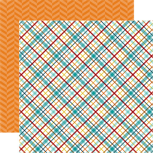 "Puppy Plaid" 12x12 double-sided designer cardstock is part of BARK page collection kit by Echo Park Paper Co.