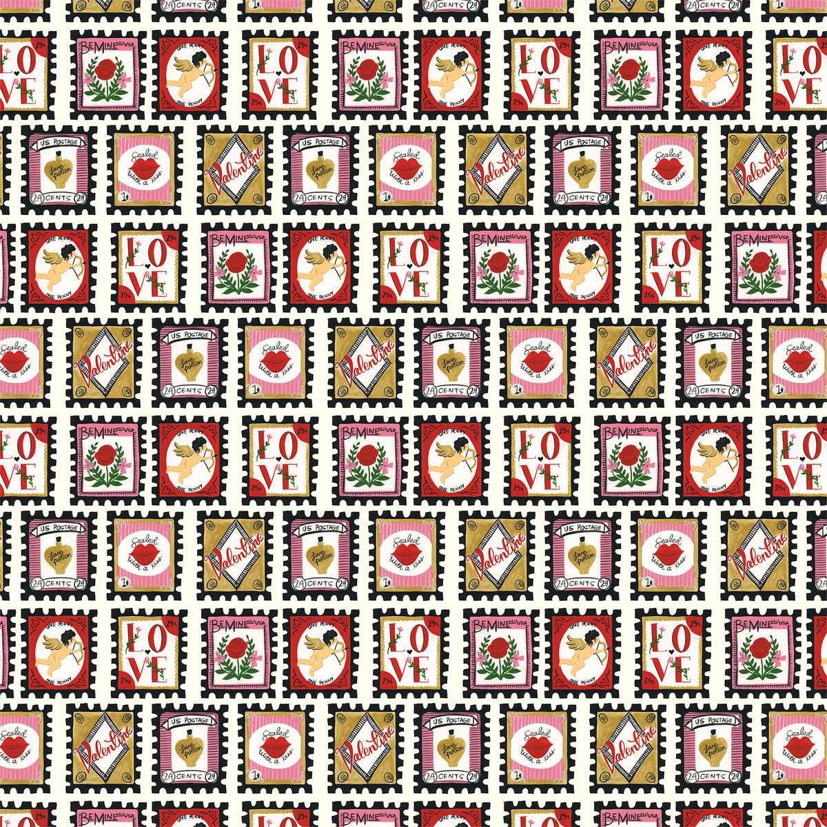 Rows of Love Stamps with Valentine's message from Echo Park Paper