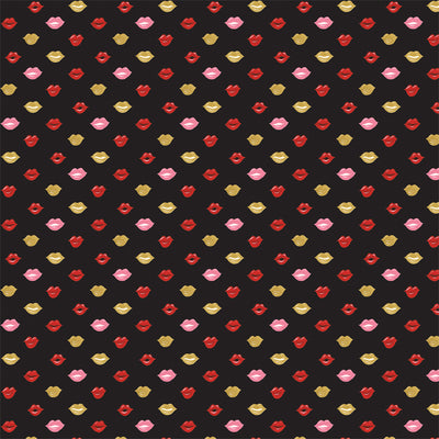 12x12 Valentines paper with rows of luscious lips on black background from Echo Park Paper