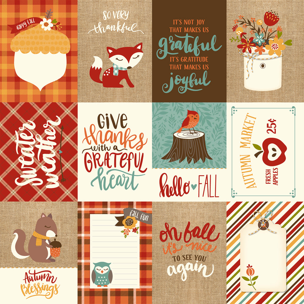 CELEBRATE AUTUMN 3x4 JOURNALING CARDS - 12x12 Double-Sided Patterned Paper - Echo Park