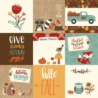 CELEBRATE AUTUMN 4X4 JOURNALING CARDS - 12x12 Double-Sided Patterned Paper - Echo Park