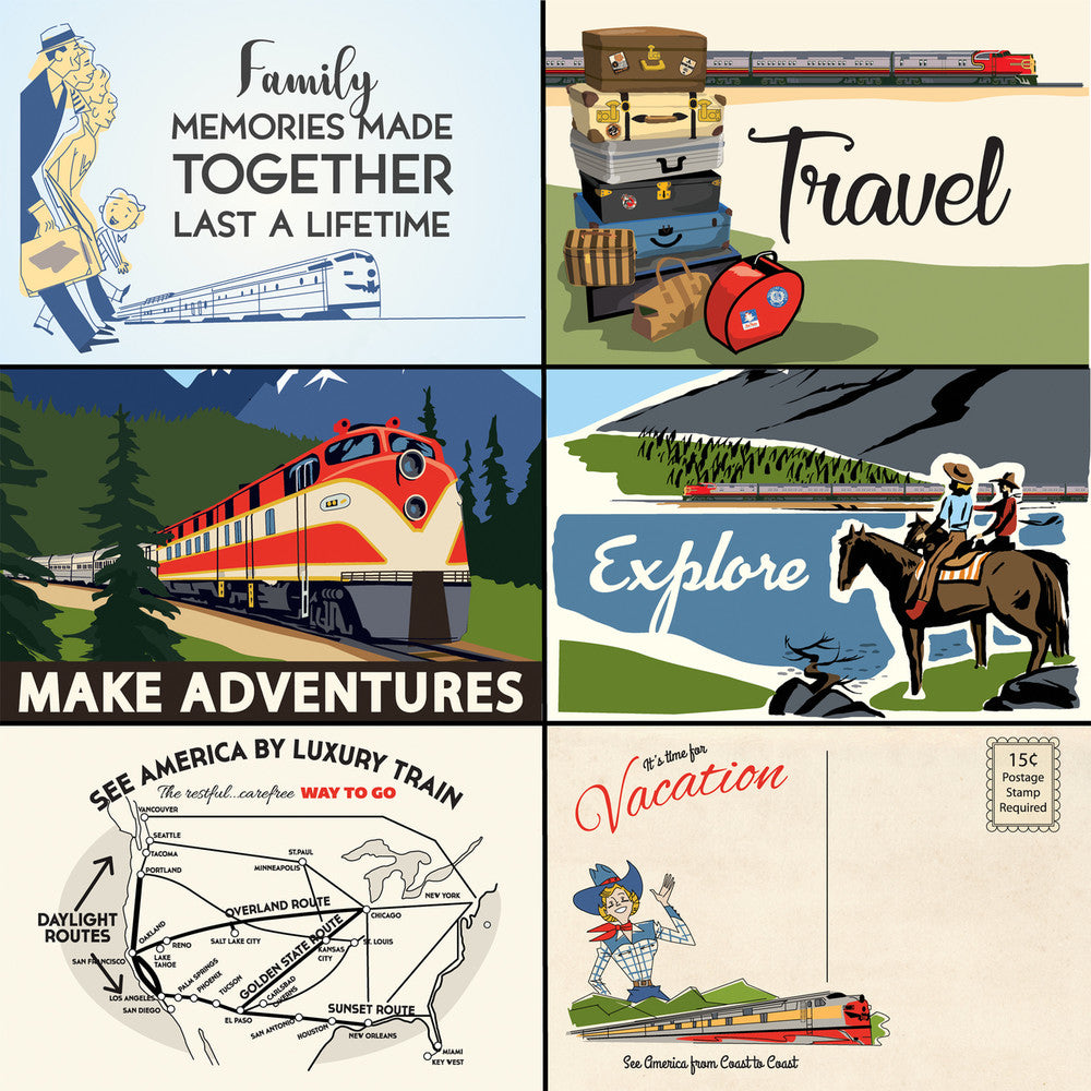ALL ABOARD 4x6 JOUNALING CARDS - 12x12 Double-Sided Patterned Paper - Carta Bella