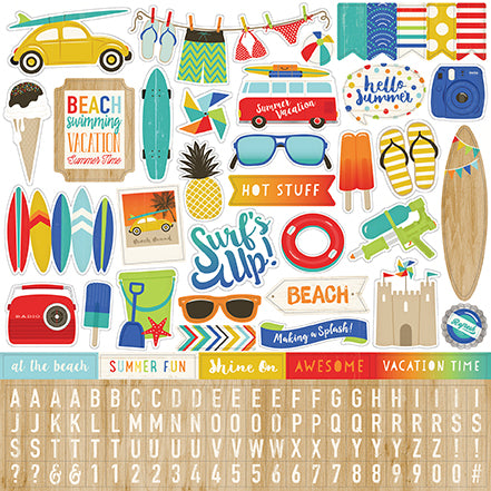 Beach Day 12x12 Element Sticker Sheet