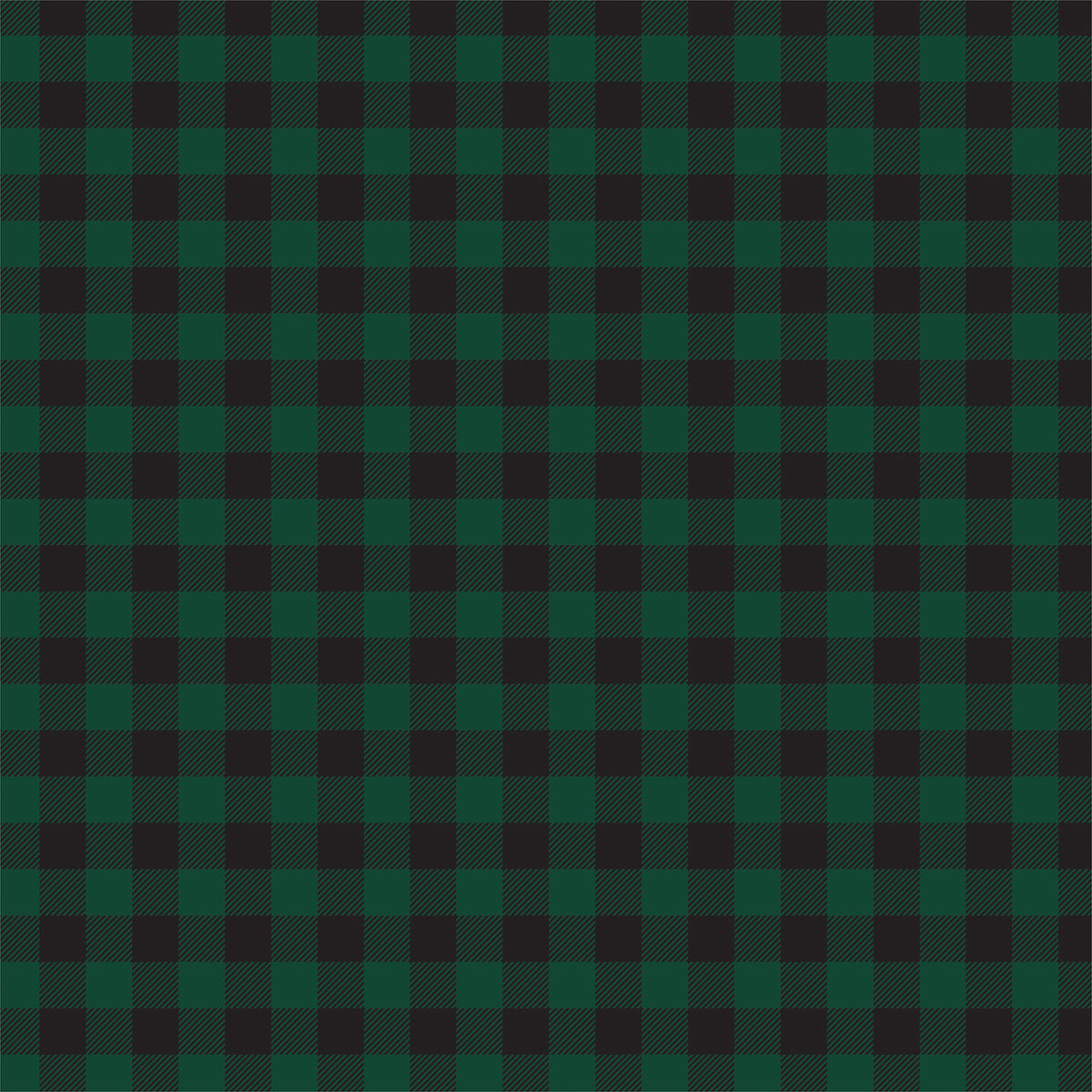 Front side - DARK GREEN Buffalo Plaid 12x12 double-sided cardstock from Carta Bella