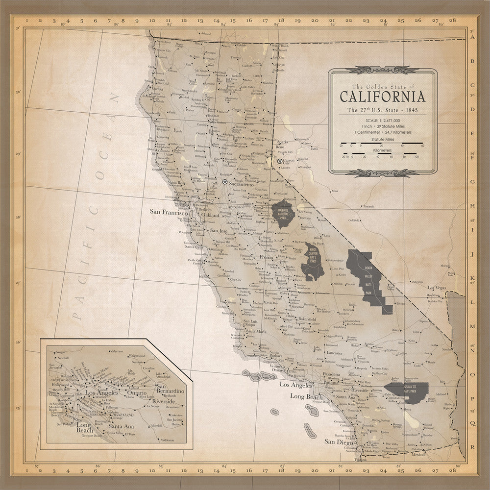 CALIFORNIA MAP - 12x12 Double-Sided Patterned Cardstock - Carta Bella