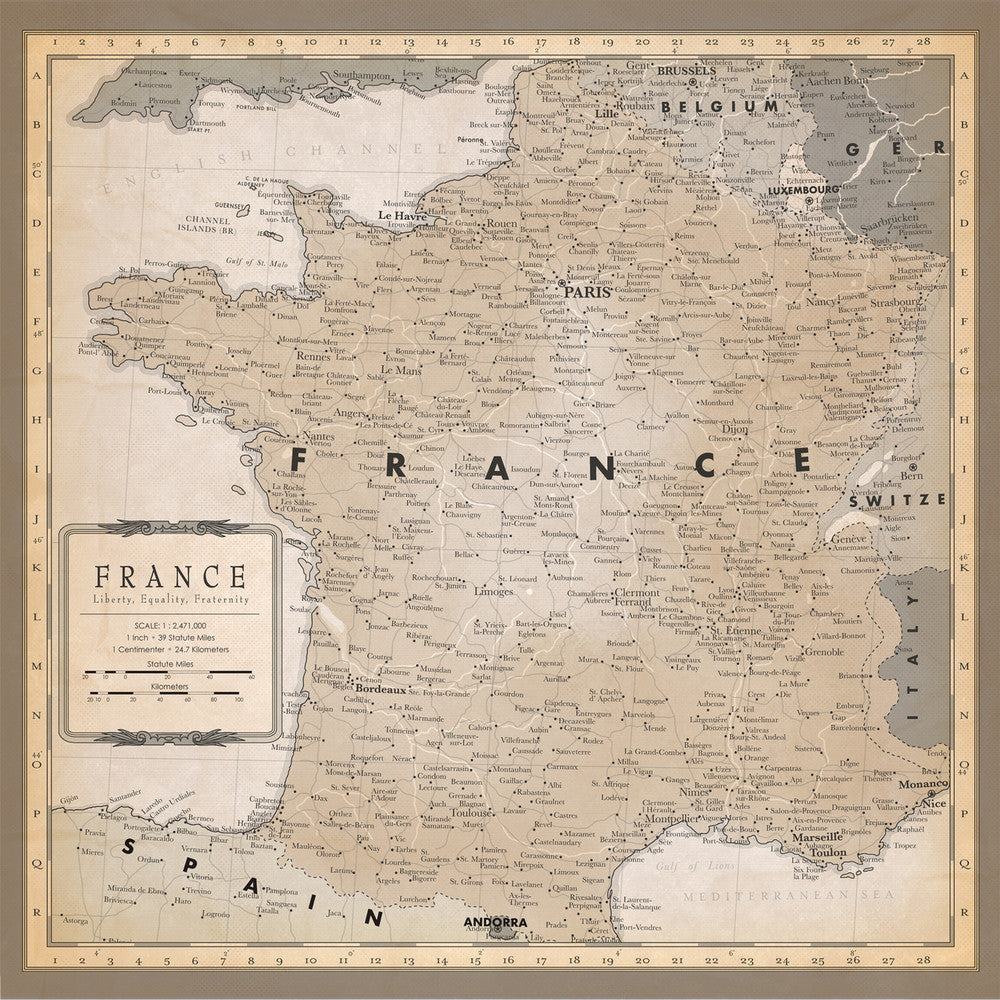 FRANCE MAP - 12x12 Double-Sided Patterned Cardstock - Carta Bella
