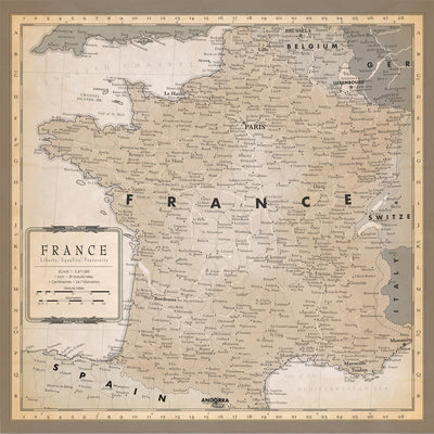 FRANCE MAP - 12x12 Double-Sided Patterned Cardstock - Carta Bella