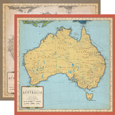 Multi-Colored (Side A- colorized map of Australia, Side B - sepia tone map of Australia)