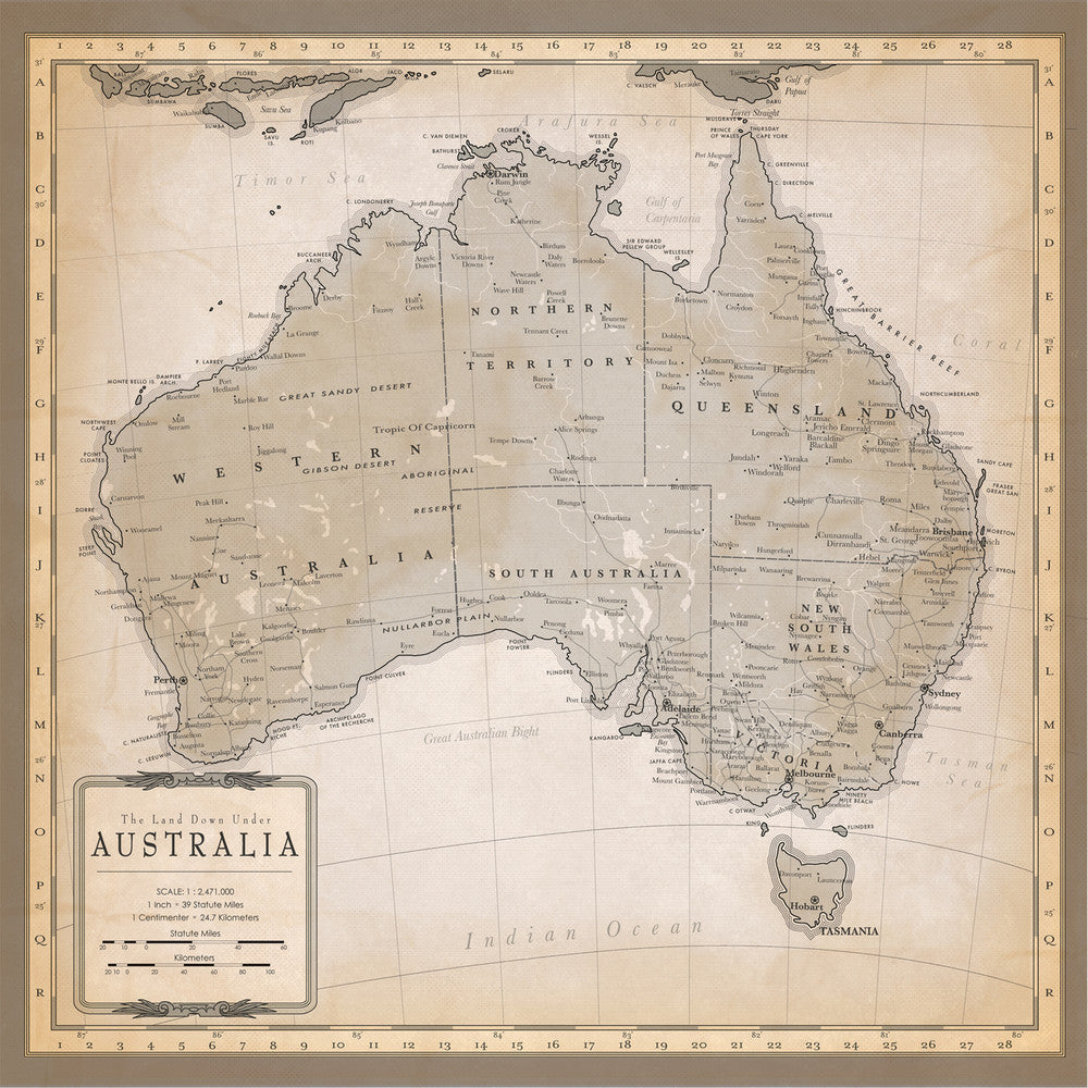 AUSTRALIA MAP - 12x12 Double-Sided Patterned Cardstock - Carta Bella