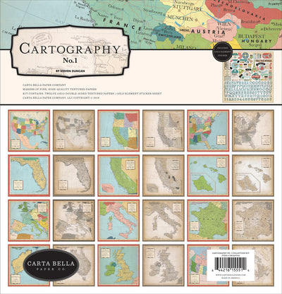 Cartography No. 1 - 12x12 collection kit with maps of Europe and North America