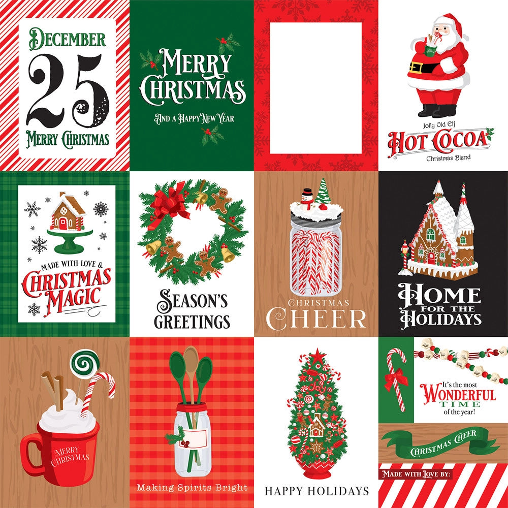 CHRISTMAS CHEER 3X4 JOURNALING CARDS - 12x12 Patterned Cardstock - Carta Bella