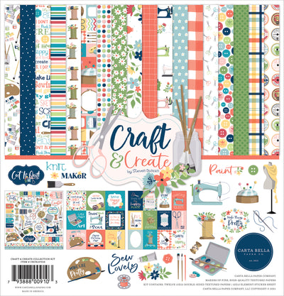 Collection Kit for paper crafts includes 12 double-sided papers with a fun craft theme. Matching element sticker sheet included—archival quality.