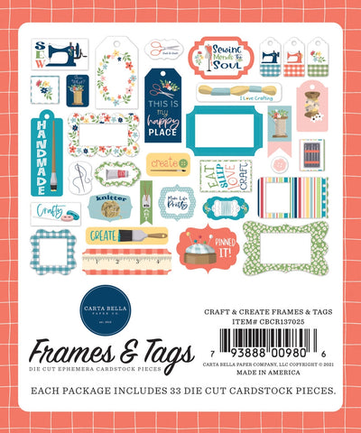 Craft & Create Frames & Tags Die Cut Cardstock Pack. Pack includes 33 different die-cut shapes ready to embellish any project.