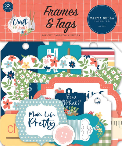 Craft & Create Frames & Tags Die Cut Cardstock Pack. Pack includes 33 different die-cut shapes ready to embellish any project.