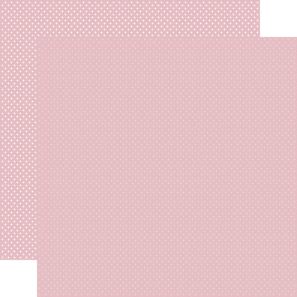 Double-sided 12x12 cardstock sheets of - light mauve with little white polka-dots, light mauve with little soft pink polka-dots reverse. 80 lb. Felt texture. -Carta Bella