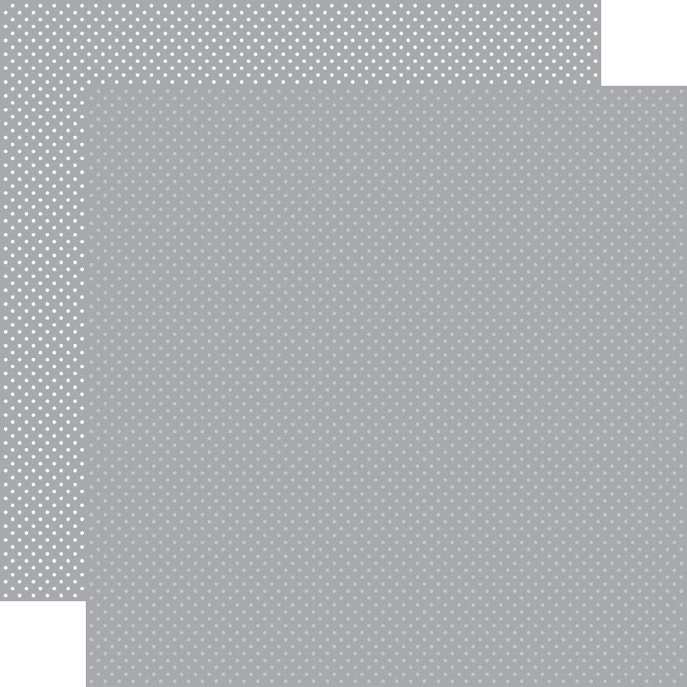 Double-sided 12x12 cardstock sheets of - grey with little white polka-dots, grey with little light gray polka-dots reverse. 80 lb. Felt texture. -Carta Bella