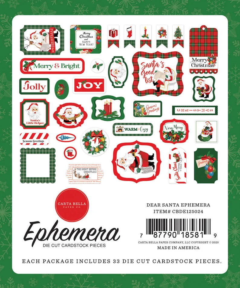 DEAR SANTA Ephemera - Carta Bella