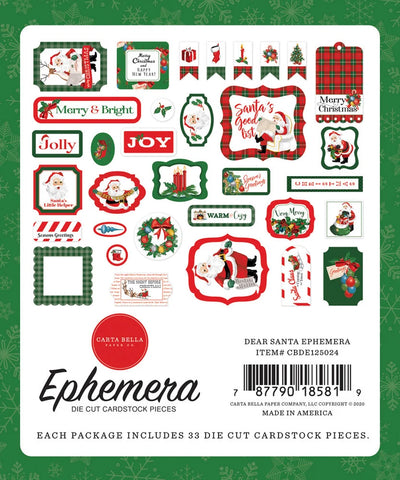 DEAR SANTA Ephemera - Carta Bella