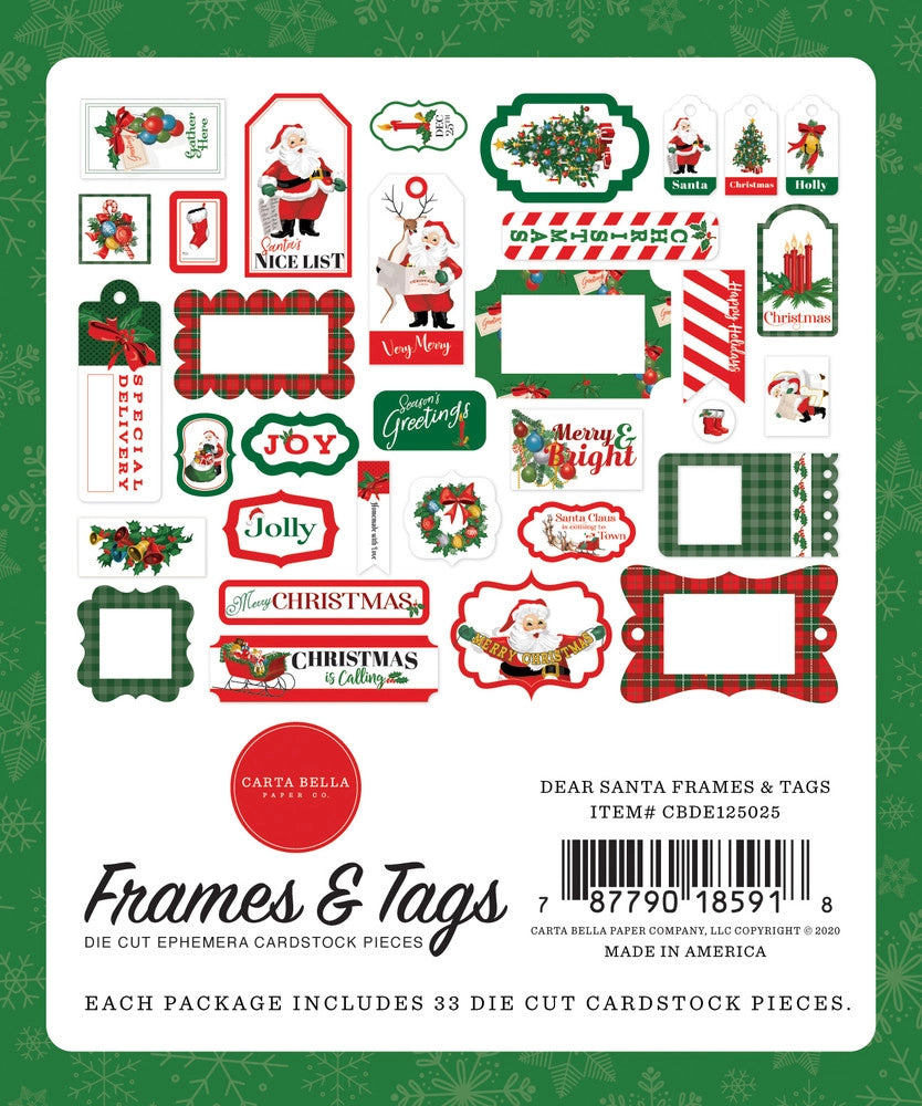 DEAR SANTA Frames & Tags - Carta Bella