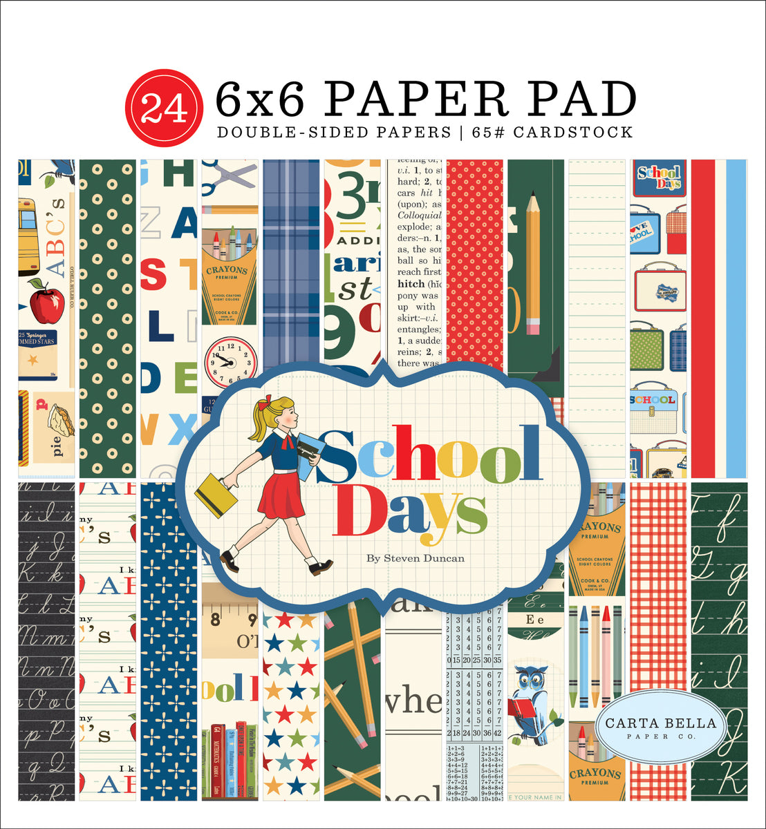 School Days - 6x6 paper pad with 24 double-sided sheets - Carta Bella Paper