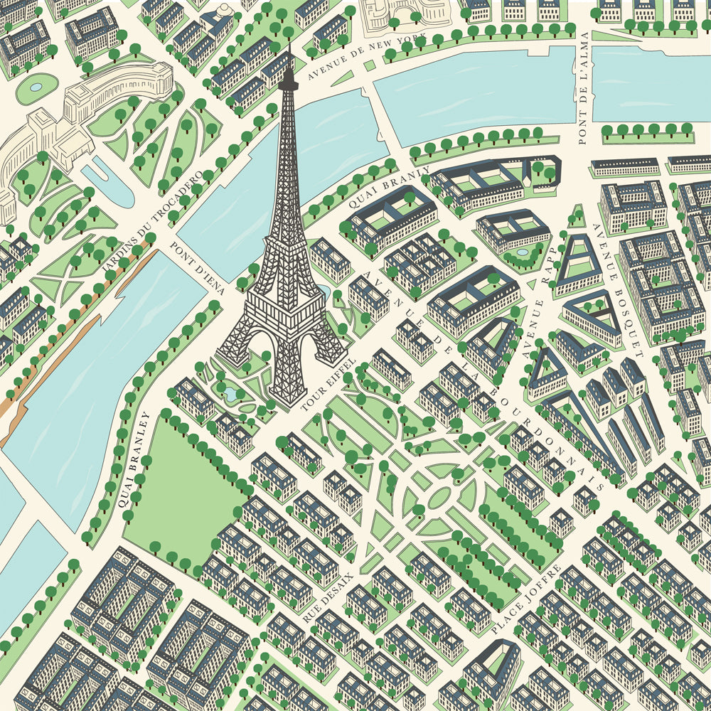 MAP OF PARIS - 12x12 Patterned Cardstock - Carta Bella