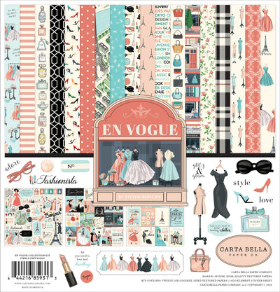 En Vogue 12x12 collection kit with focus on fashion - Carta Bella Paper 