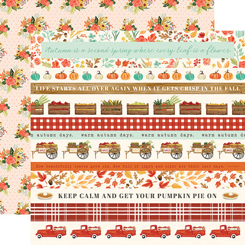 Fall Market "Border Strips" double-sided 12x12 cardstock from Carta Bella Paper
