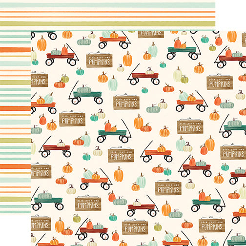 Fall Market "Wagon Time" double-sided 12x12 cardstock from Carta Bella Paper