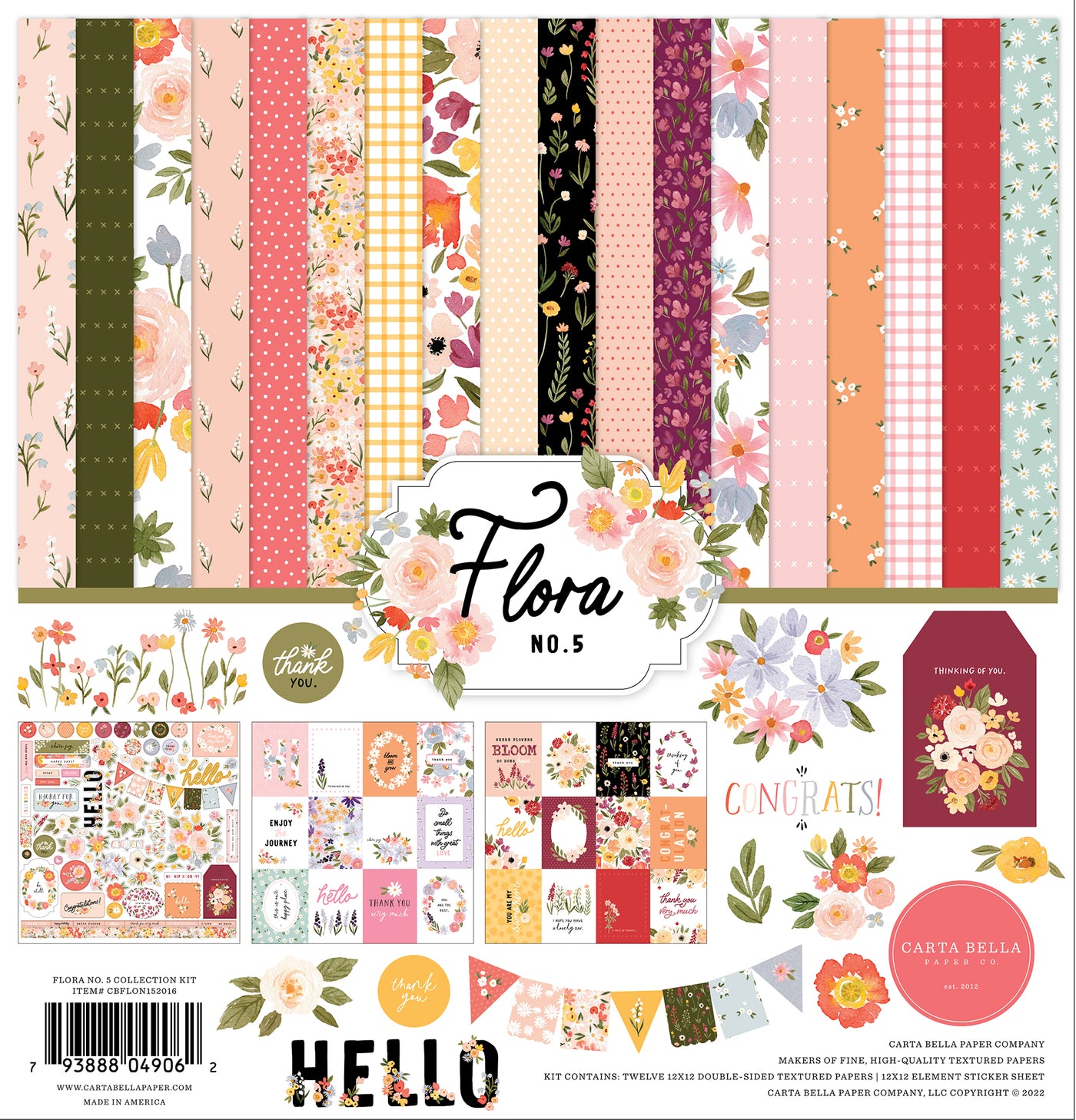 CARTA BELLA - FLORA NO 5: Happiness blooms from within with this gorgeous floral collection kit filled with new beautiful floral patterns and phrases for all your crafting needs and more!