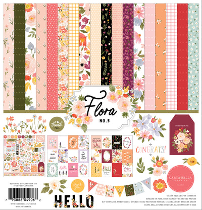CARTA BELLA - FLORA NO 5: Happiness blooms from within with this gorgeous floral collection kit filled with new beautiful floral patterns and phrases for all your crafting needs and more!