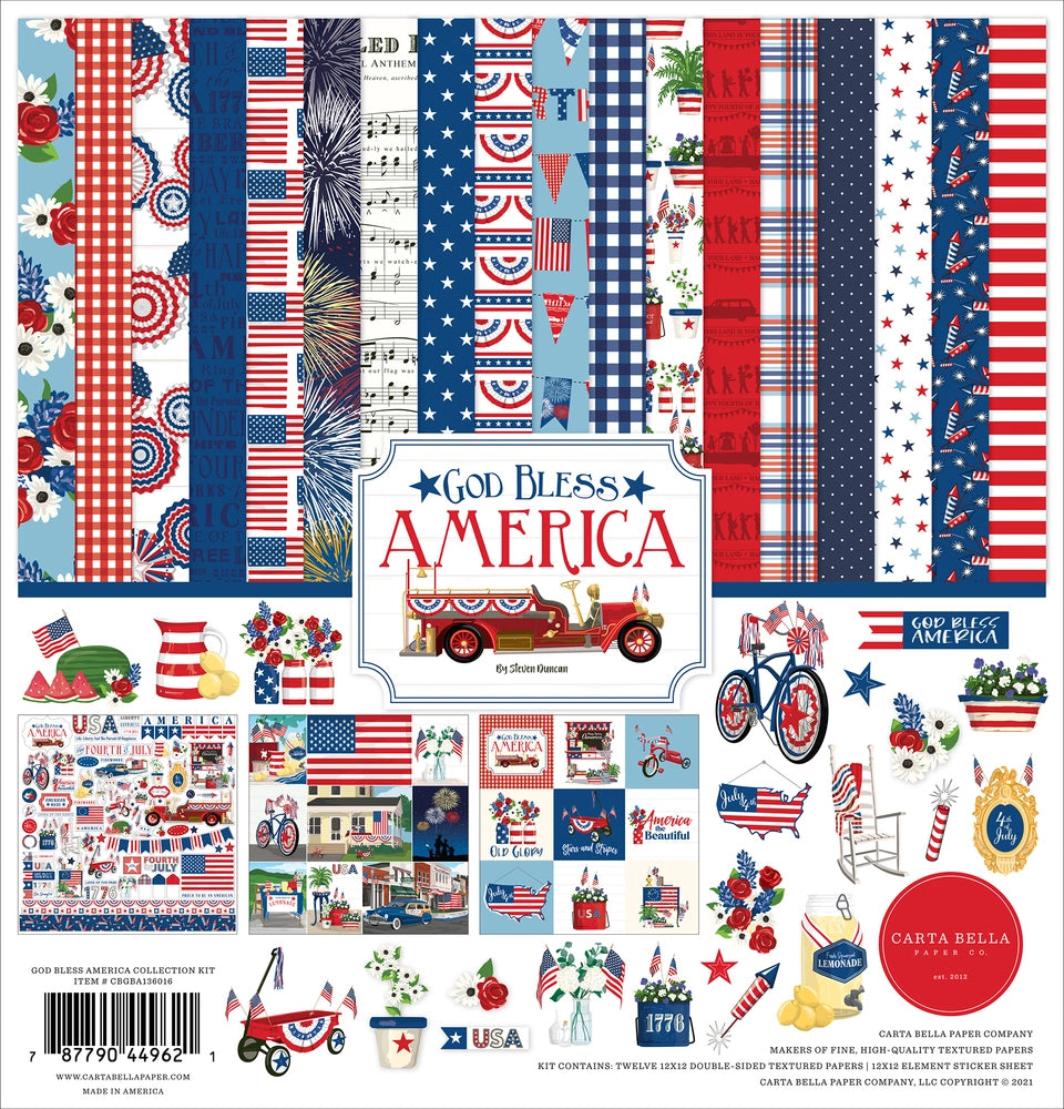 Twelve (12) Unique Double-Sided 12x12 Pattern Papers Includes 12x12 Element Sticker Sheet
