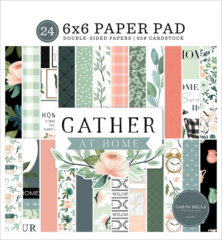 A 24-sheet pad contains 6" x 6" reduced versions of the Gather at Home Collection papers. Handy for cards, journaling, pages, and more.