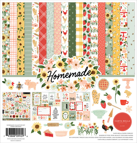 Collection Kit for paper crafts includes 12 double-sided papers with traditional family and kitchen themes. Element sticker sheet included. 80 lb felt cardstock.