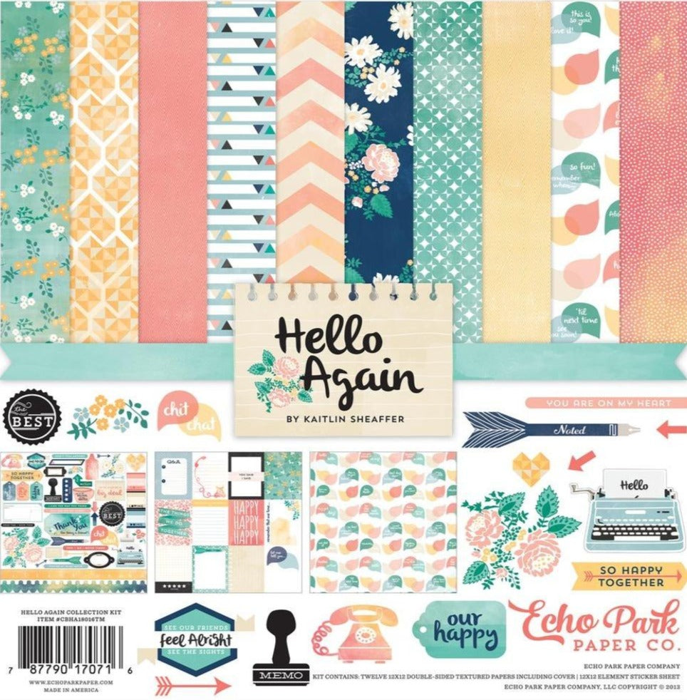 HELLO AGAIN 12x12 Collection Kit from Carta Bella Paper Co. - includes Element Sticker Sheet