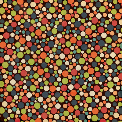 12x12 patterned cardstock with colorful dots in Halloween colors on black background