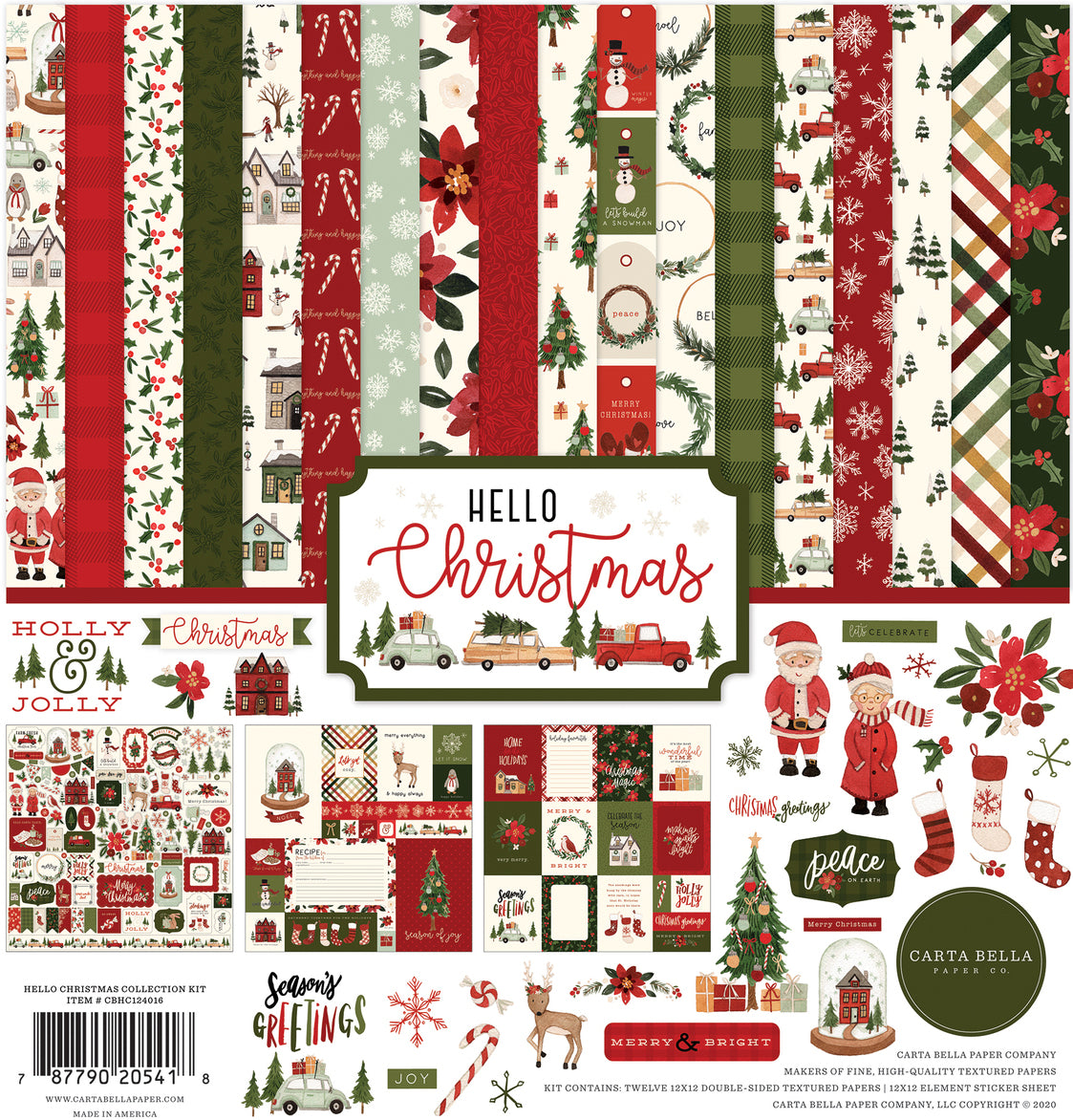 Hello Christmas - 12x12 patterned paper collection kit from Carta Bella Paper